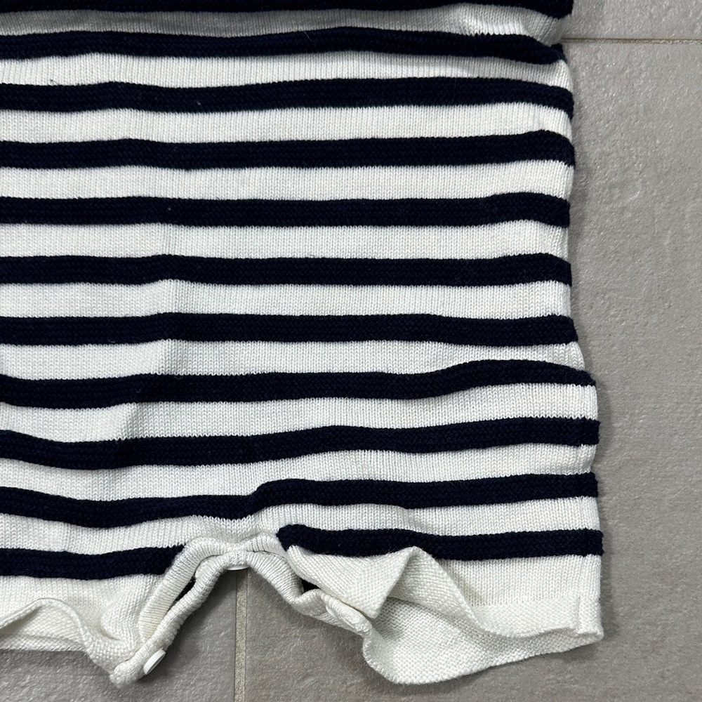 Janie and Jack White Striped Knit Romper with Navy Buttons - Picture 13 of 16